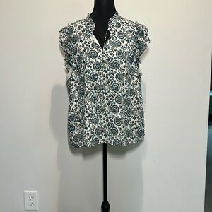 J. Crew Navy and White Floral Blouse